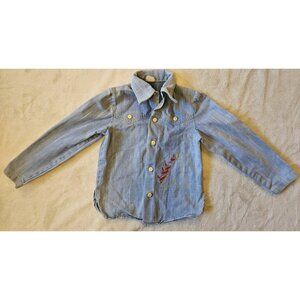 Gay Tog vintage 1960 Gray Long Sleeve Button-up Collard Embroidered Kids Shirt